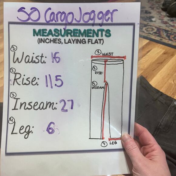 Black denim Cargo Jogger Jeans Y2K Grunge Streetwear Utility Pants Size Medium - Picture 8 of 8